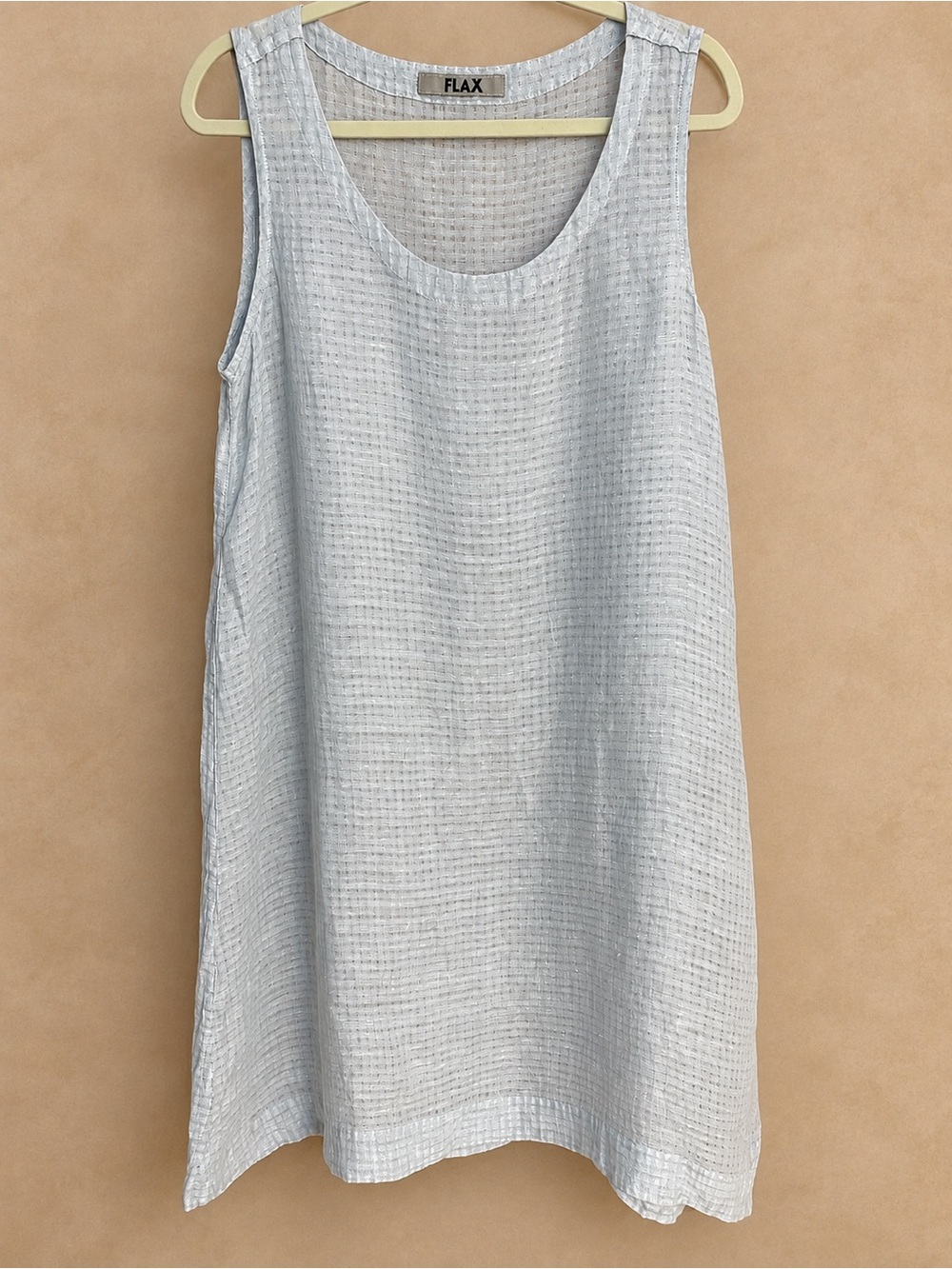 Flax 100% Linen Light Blue-Gray Sleeveless Tunic/Dress -Light Weave